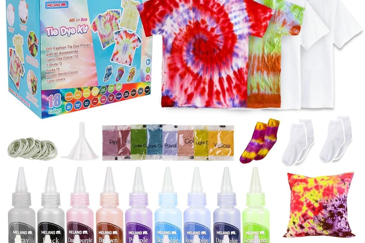 Meland Tie Dye Kit - 18 Colors DIY Tie Dye Set with 3 White T-Shirts, All-in-1 Fabric Tie Dye Craft Set for Kids & Adults, Tye Dye for Party Birthday Christmas Gifts for Girls Boys(Shirts+18 Bottles)