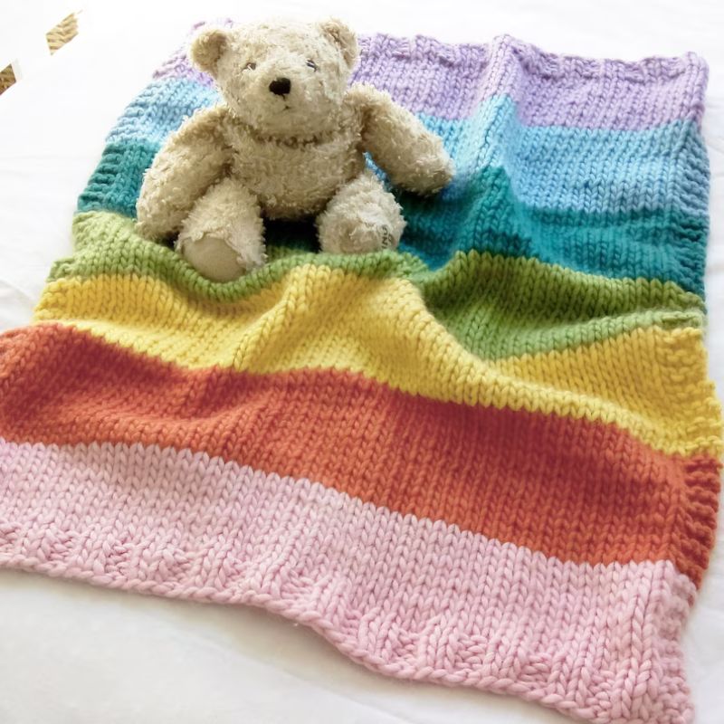  Rainbow Blanket Knitting Kit