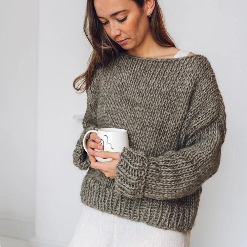 Boatneck Chunky Knitted Jumper